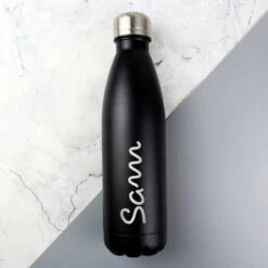 Personalised Name Only Black Metal Insulated Drinks Bottle -PERSONALISE STORE p0104m37 2