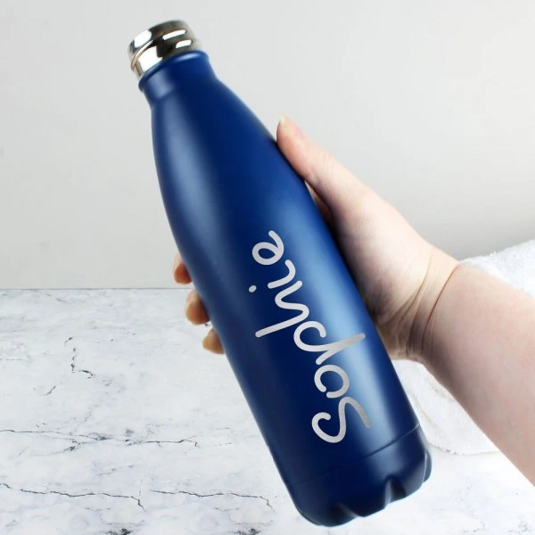 Personalised Name Only Blue Metal Insulated Drinks Bottle 3 Personalised Name Only Blue Metal Insulated Drinks Bottle - Image 3