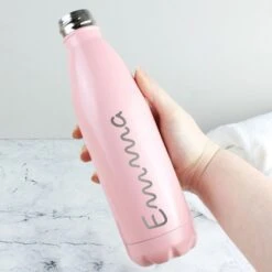 Personalised Name Only Pink Metal Insulated Drinks Bottle -PERSONALISE STORE p0104m40 2