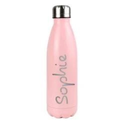Personalised Name Only Pink Metal Insulated Drinks Bottle -PERSONALISE STORE p0104m40 3