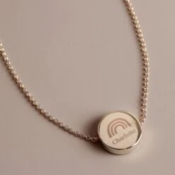 Personalised Rainbow Rose Gold Tone Disc Necklace -PERSONALISE STORE p0104m53 3