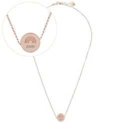 Personalised Rainbow Rose Gold Tone Disc Necklace -PERSONALISE STORE p0104m53 4