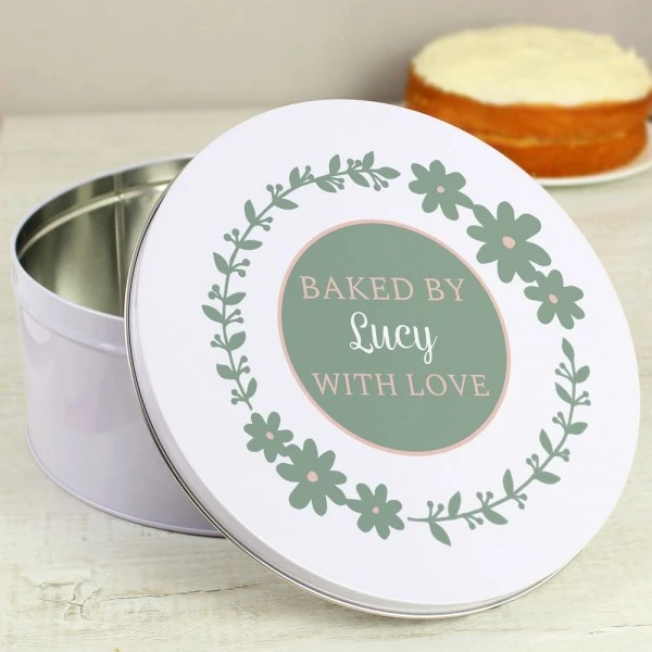 Personalised Floral Cake Tin 3 Personalised Floral Cake Tin - Image 3