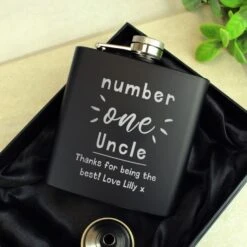Personalised Number One Black Hip Flask -PERSONALISE STORE p0104n17 2