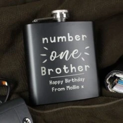 Personalised Number One Black Hip Flask -PERSONALISE STORE p0104n17 3