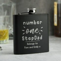 Personalised Number One Black Hip Flask -PERSONALISE STORE p0104n17 5