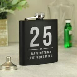 Personalised Big Numbers Black Hip Flask 9 Personalised Big Numbers Black Hip Flask -PERSONALISE STORE p0104n18 2