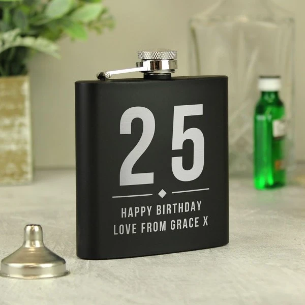 Personalised Big Numbers Black Hip Flask 3 Personalised Big Numbers Black Hip Flask - Image 3