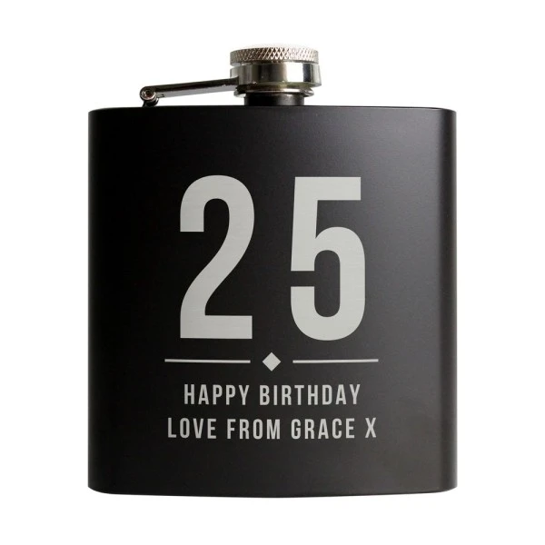 Personalised Big Numbers Black Hip Flask 5 Personalised Big Numbers Black Hip Flask - Image 5