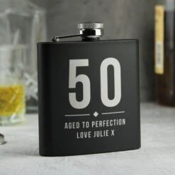 Personalised Big Numbers Black Hip Flask 12 Personalised Big Numbers Black Hip Flask -PERSONALISE STORE p0104n18 5
