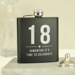 Personalised Big Numbers Black Hip Flask 13 Personalised Big Numbers Black Hip Flask -PERSONALISE STORE p0104n18 6