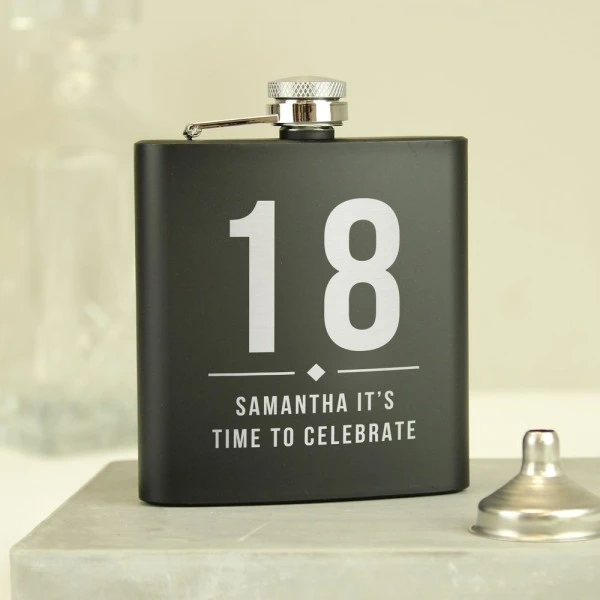 Personalised Big Numbers Black Hip Flask 7 Personalised Big Numbers Black Hip Flask - Image 7