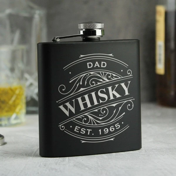 Personalised Spirit Black Hip Flask 1 Personalised Spirit Black Hip Flask