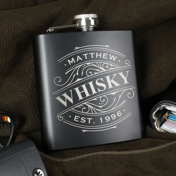 Personalised Spirit Black Hip Flask 4 Personalised Spirit Black Hip Flask - Image 4