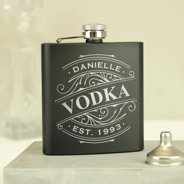 Personalised Spirit Black Hip Flask 6 Personalised Spirit Black Hip Flask - Image 6