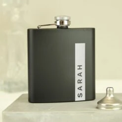 Personalised Name Only Black Hip Flask -PERSONALISE STORE p0104n20 5