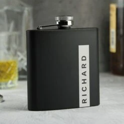 Personalised Name Only Black Hip Flask -PERSONALISE STORE p0104n20 6