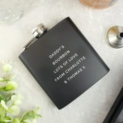 Personalised Free Text Black Hip Flask -PERSONALISE STORE p0104n21 2