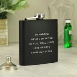 Personalised Free Text Black Hip Flask -PERSONALISE STORE p0104n21 5