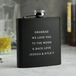 Personalised Free Text Black Hip Flask -PERSONALISE STORE p0104n21 6