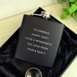 Personalised Free Text Black Hip Flask -PERSONALISE STORE p0104n21 9
