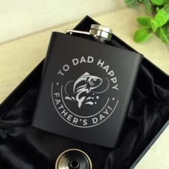 Personalised Fishing Black Hip Flask -PERSONALISE STORE p0104n22 2