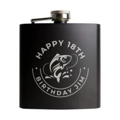 Personalised Fishing Black Hip Flask -PERSONALISE STORE p0104n22 4