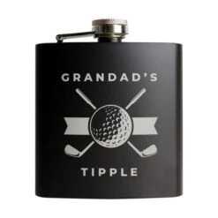 Personalised Golf Black Hip Flask -PERSONALISE STORE p0104n23 4