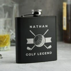 Personalised Golf Black Hip Flask -PERSONALISE STORE p0104n23 6