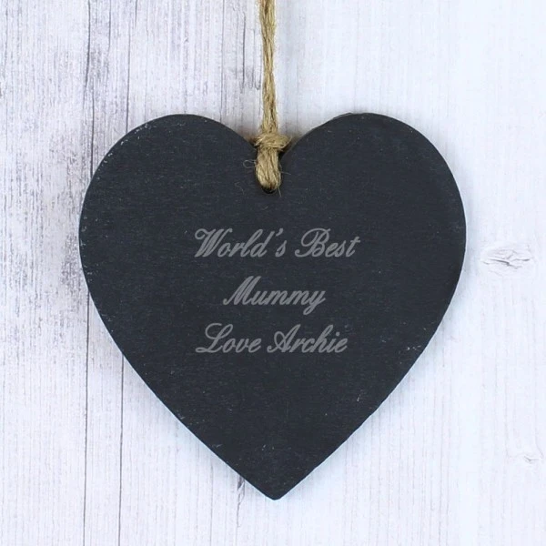 Personalised Script Engraved Slate Heart Decoration 2 Personalised Script Engraved Slate Heart Decoration - Image 2