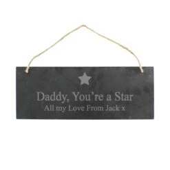 Personalised Star Motif Hanging Slate Plaque
