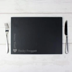 Personalised Heart Motif Slate Placemat -PERSONALISE STORE p010519 2