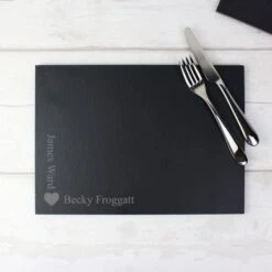 Personalised Heart Motif Slate Placemat -PERSONALISE STORE p010519 3