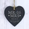 Personalised Mr & Mrs Slate Heart Decoration
