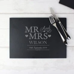 Personalised Mr & Mrs Slate Placemat -PERSONALISE STORE p010526 2