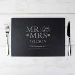 Personalised Mr & Mrs Slate Placemat -PERSONALISE STORE p010526 3