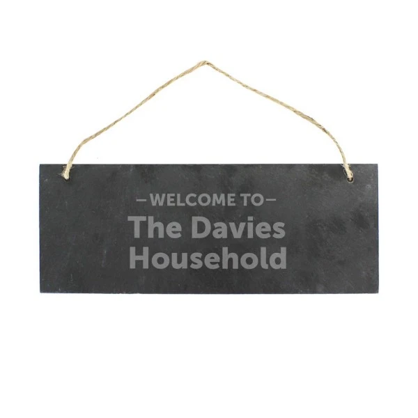Personalised Welcome To... Hanging Slate Plaque 2 Personalised Welcome To... Hanging Slate Plaque - Image 2