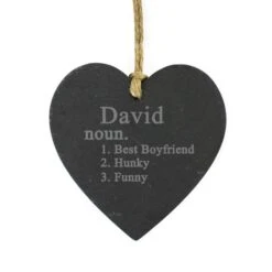 Personalised Word Definition Slate Heart Decoration -PERSONALISE STORE p010543 2