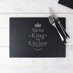 Personalised King Of The Kitchen Slate Placemat 10 Personalised King Of The Kitchen Slate Placemat -PERSONALISE STORE p010566 4
