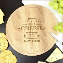 Personalised Cheese Makes Life Better... Wooden Cheese Board 6 Personalised Cheese Makes Life Better... Wooden Cheese Board -PERSONALISE STORE p010568 2
