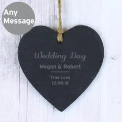 Personalised Classic Slate Heart Decoration -PERSONALISE STORE p010593 2