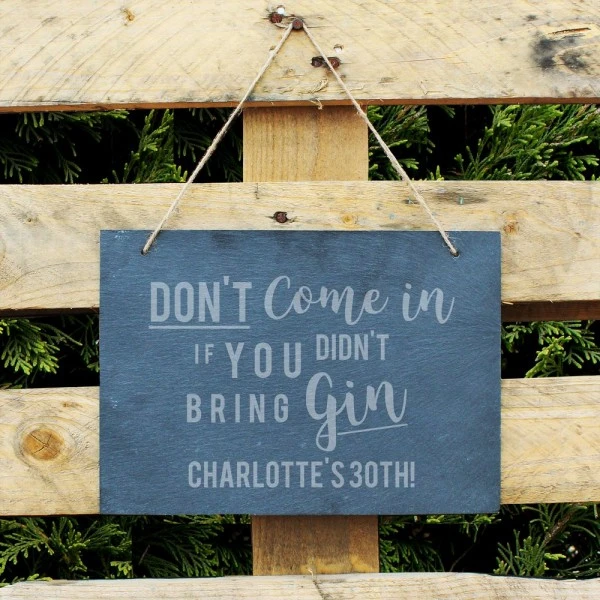Personalised Gin Large Hanging Slate Sign 1 Personalised Gin Large Hanging Slate Sign