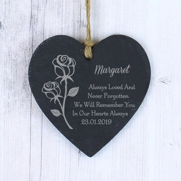Personalised Rose Slate Heart Decoration 3 Personalised Rose Slate Heart Decoration - Image 3