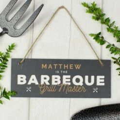 Personalised "Barbeque Grill Master" Printed Hanging Slate Plaque -PERSONALISE STORE p0105a47 2