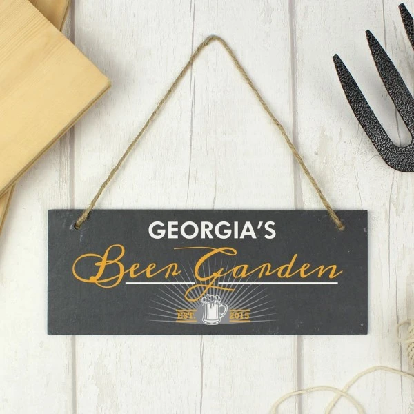 Personalised "Beer Garden" Printed Hanging Slate Plaque 5 Personalised "Beer Garden" Printed Hanging Slate Plaque - Image 5