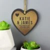 Personalised Couples Gold Printed Slate Heart Decoration