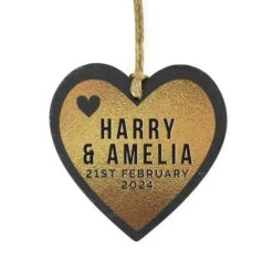 Personalised Couples Gold Printed Slate Heart Decoration 5 Personalised Couples Gold Printed Slate Heart Decoration -PERSONALISE STORE p0105a62 2