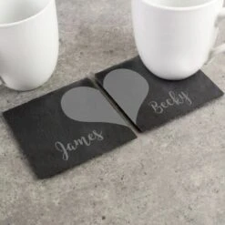 Personalised Two Hearts Slate Coaster Set 9 Personalised Two Hearts Slate Coaster Set -PERSONALISE STORE p0105a64 3