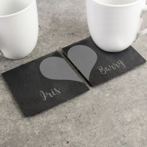 Personalised Two Hearts Slate Coaster Set 5 Personalised Two Hearts Slate Coaster Set - Image 5