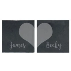 Personalised Two Hearts Slate Coaster Set 11 Personalised Two Hearts Slate Coaster Set -PERSONALISE STORE p0105a64 5
